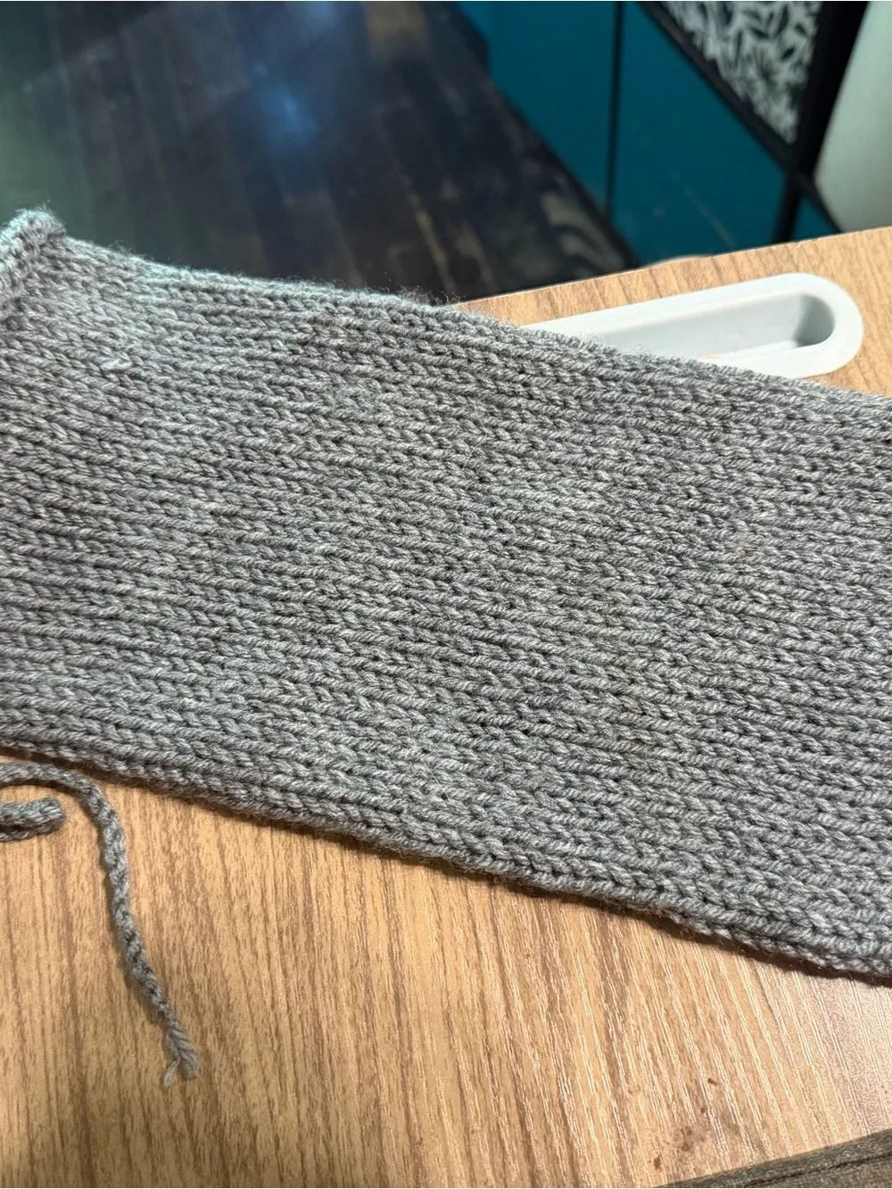 Gray Knit Leg Warmers with Pearl Button Detail